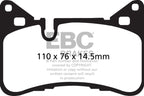 EBC 14 Mercedes-Benz C63 AMG (W204) 6.2 Yellowstuff Rear Brake Pads (view 2)