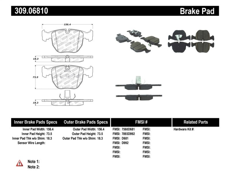 StopTech Performance 00-04 BMW M5 E39 / 00-06 X5 / 03-05 Range Rover HSE Front Brake Pads Main image