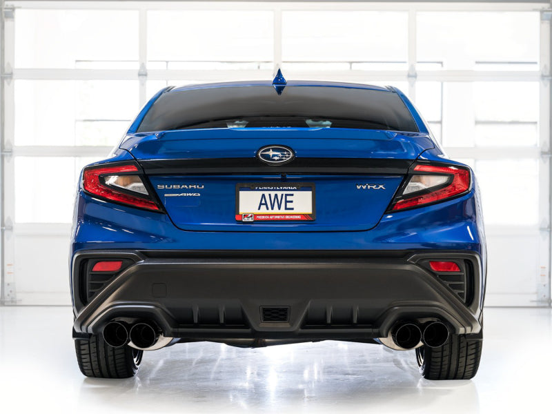 AWE Tuning 2022+ VB Subaru WRX Track Edition Exhaust - Diamond Black Tips (view 2)