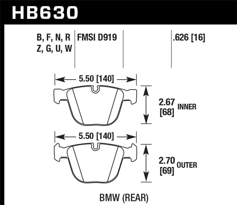 Hawk 04-10 BMW 535i/545i/550i / 04-10 645Ci/650i /02-09 745i/745Li/750 HPS 5.0 Street Brake Pads Main image