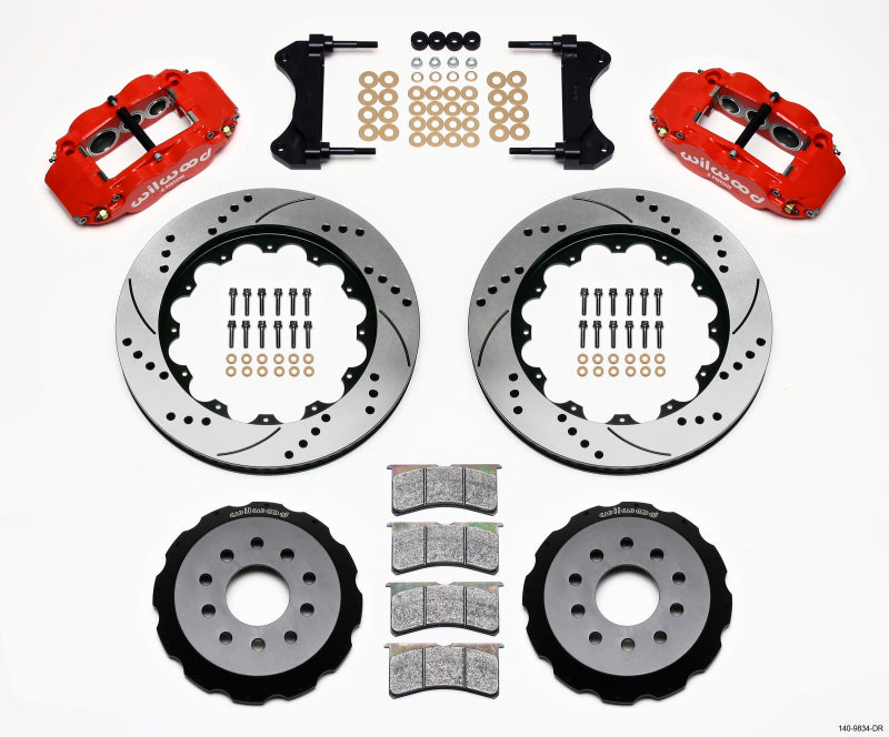Wilwood Narrow Superlite 6R Front Hat Kit 14.00in Drilled Red 98-02 Camaro/Firebird Main image