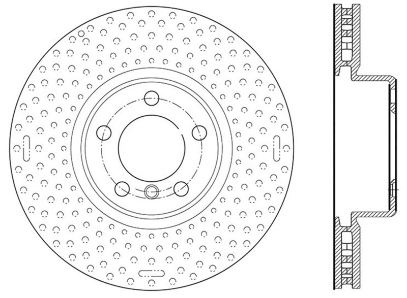 StopTech 12-15 BMW 335i Drilled Left Front Rotor Main image