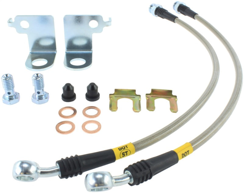 StopTech Stainless Steel Front Brake Lines 2015 Ford Mustang Base/V6/GT w/ 320mm & 352mm Front Discs Main image