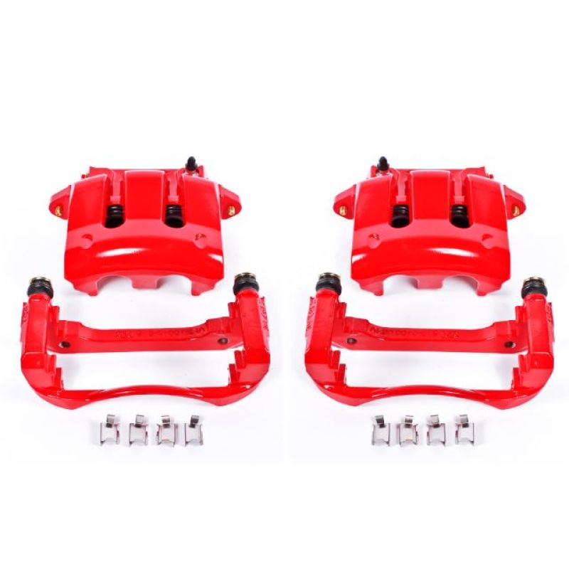 Power Stop 05-10 Ford Mustang Front Red Calipers w/Brackets - Pair Main image