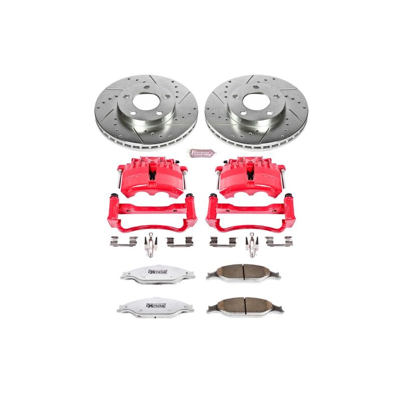 Power Stop 03-04 Ford Mustang Front Z26 Street Warrior Brake Kit w/Calipers Main image