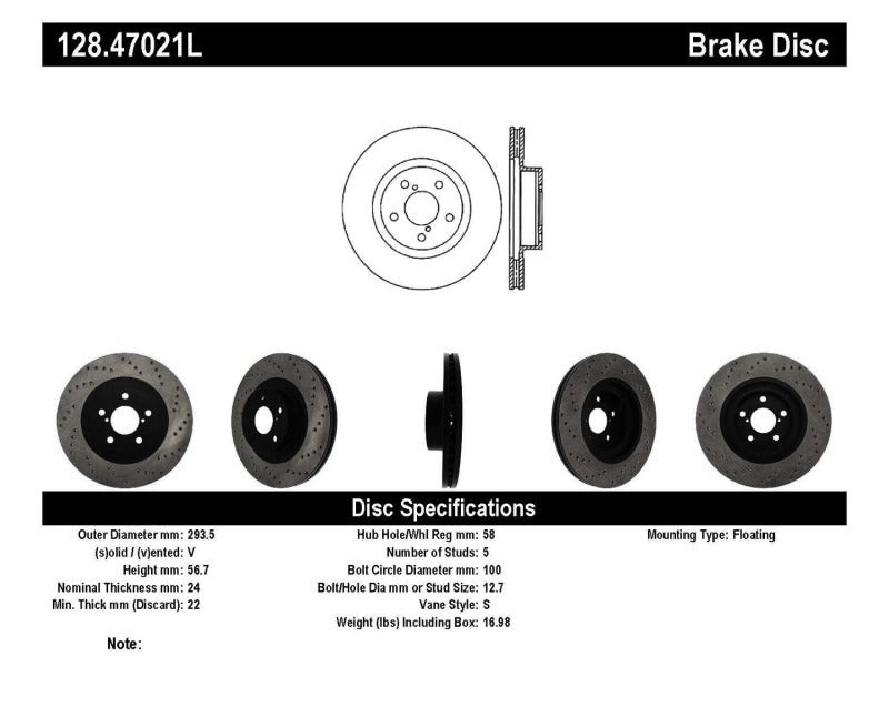 StopTech Drilled Sport Brake Rotor (view 6)