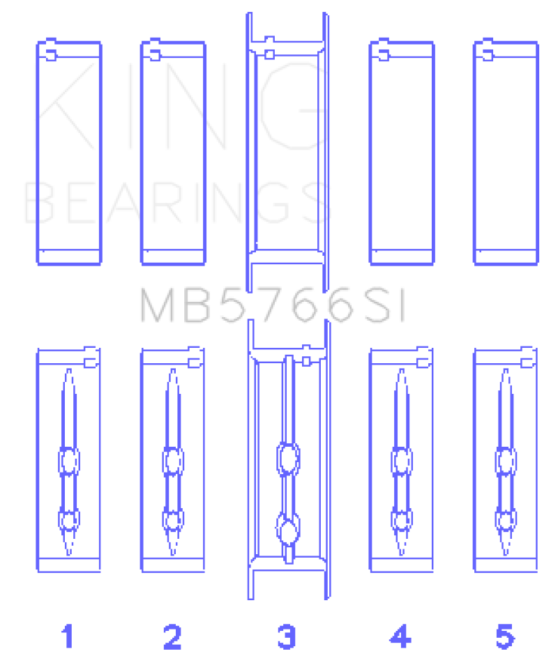 King Engine Bearings GM LS1/2/4/6 (Housing Bore +.010) (Size STD) Main Bearing Set Main image