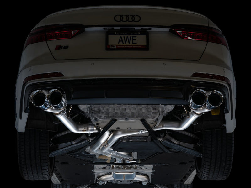 AWE Tuning 19-23 Audi C8 S6/S7 2.9T V6 AWD Track Edition Exhaust - Chrome Silver Tips (view 3)
