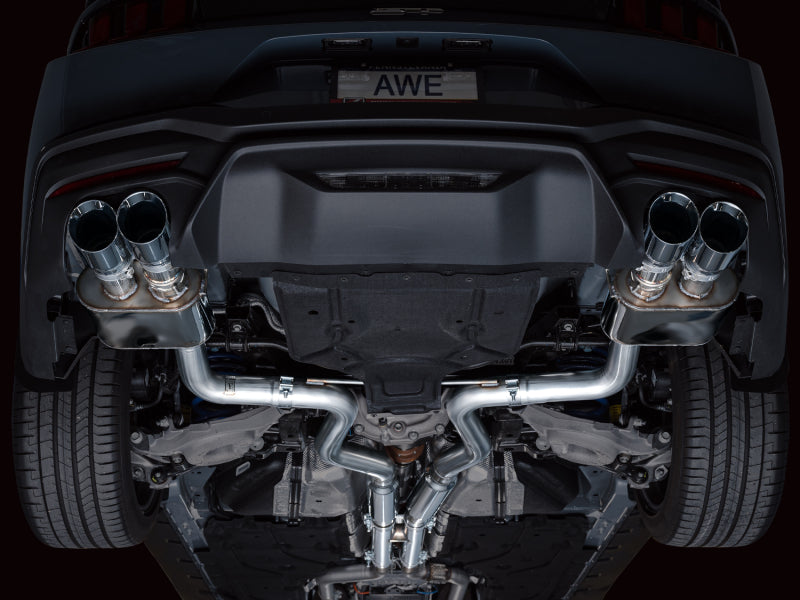 AWE 2024 Ford Mustang GT Fastback S650 RWD SwitchPath Cat-Back Exhaust w/ Quad Chrome Silver Tips (view 5)