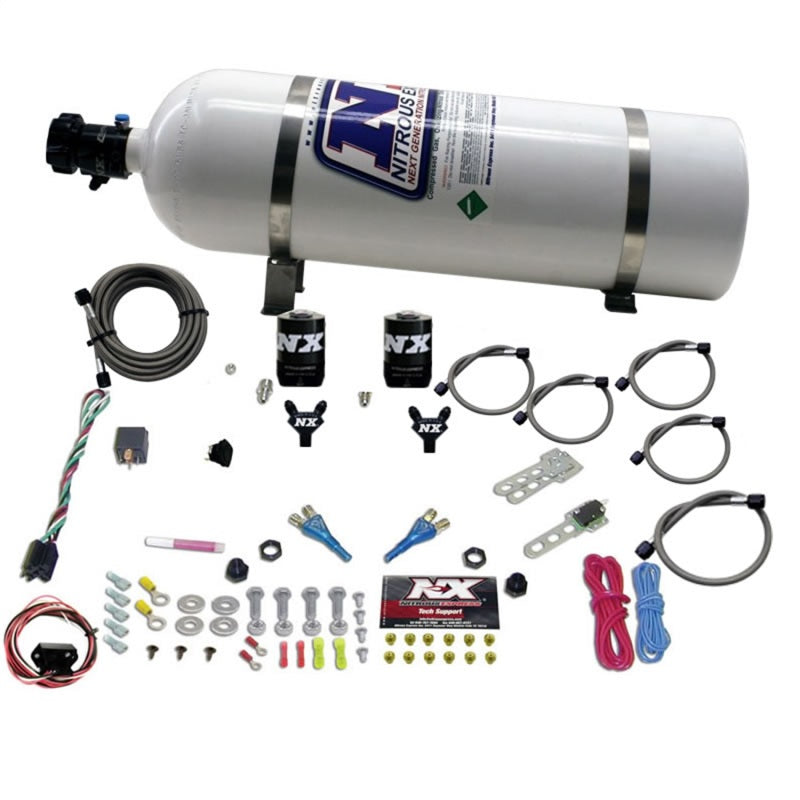 Nitrous Express 03-18 Nissan 350Z/370Z Dual Nozzle (35-150HP) w/15lb Bottle Main image