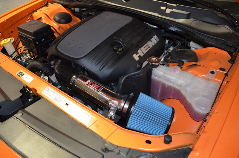 Injen 11-19 Dodge Challenger Hemi 5.7L V8 Wrinkle Black Power-Flow Air Intake System w/Heat Shield (view 4)