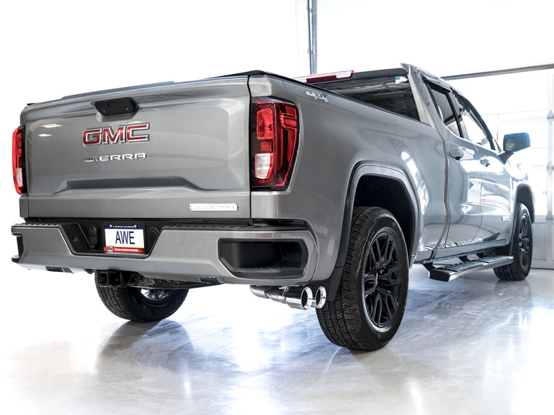 AWE Tuning 4th Gen GM 1500 5.3L 0FG Cat-Back Dual Side Exit (Flat Bumper) - Chrome Tips Secondary image