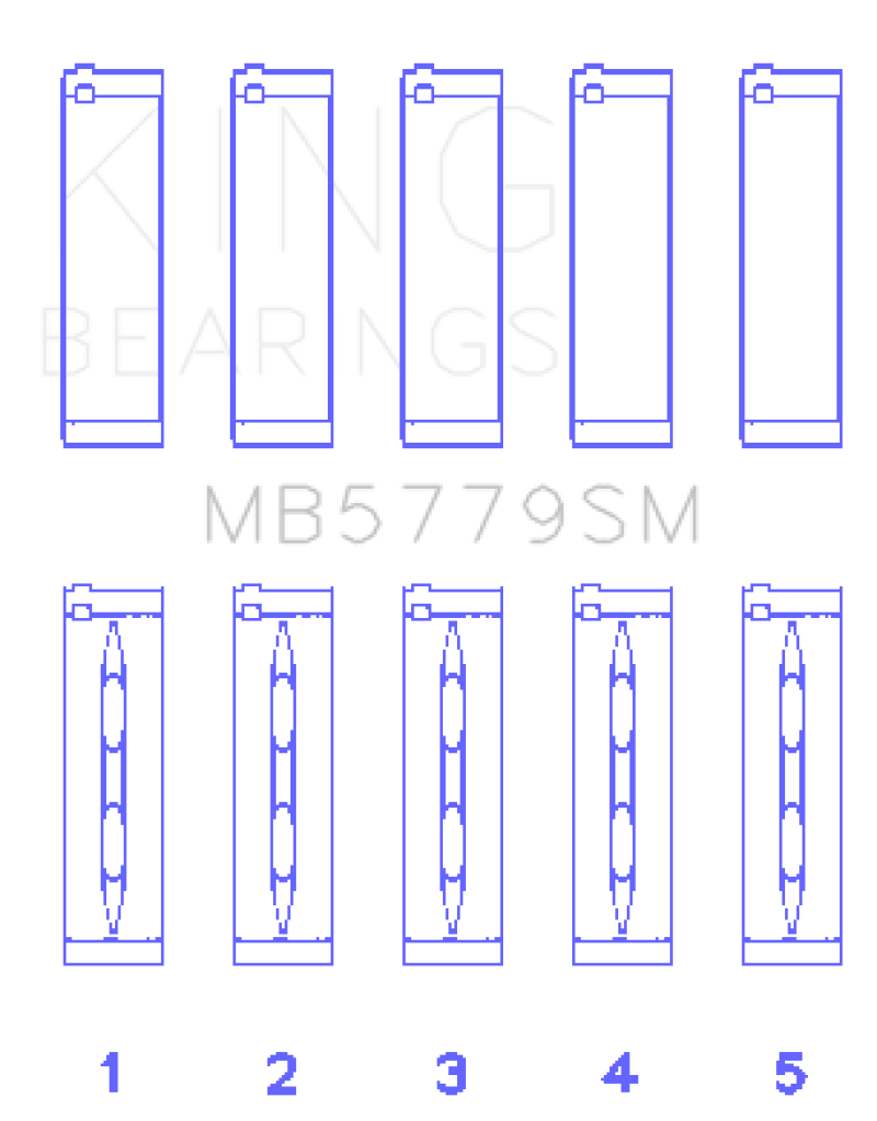 King Engine Bearings Audi CDAA/CDHA/CDHB/CDAB Main Bearing Set (Set of 5) - Size STD (view 2)