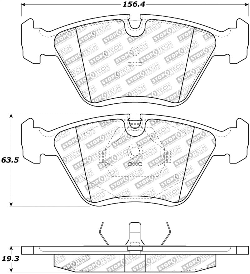 StopTech 95-99 BMW M3 / 01-07 M3 E46 / 89-93 M5 / 98-02 Z3 M series Front Brake Pads Main image
