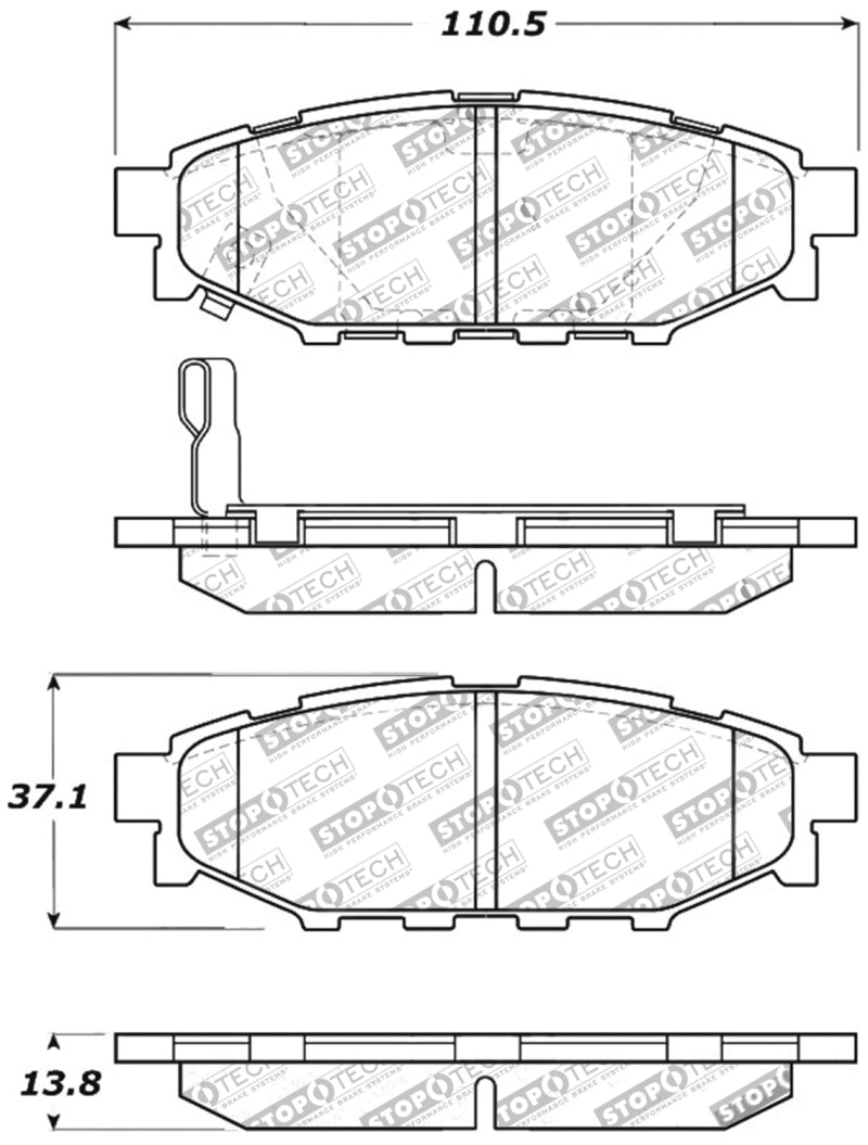 StopTech Performance 08-10 WRX Rear Brake Pads (view 4)