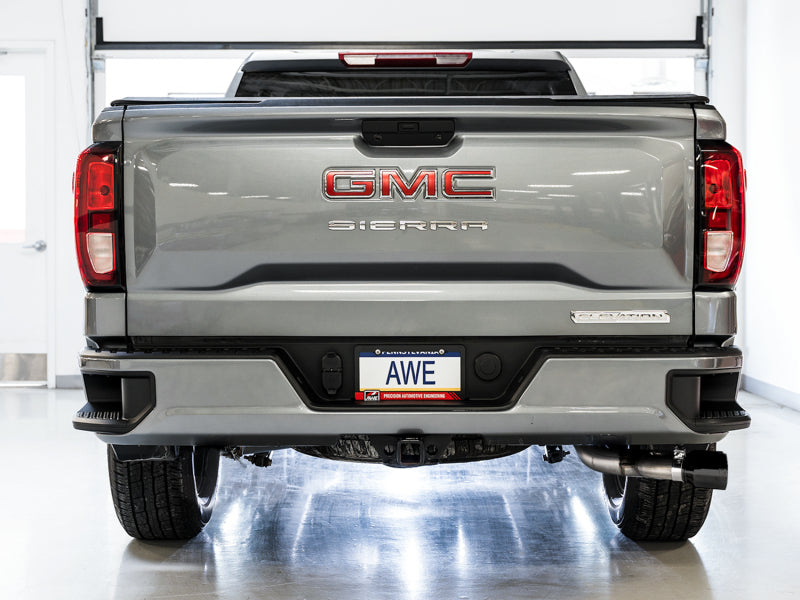 AWE Tuning 4th Gen GM 1500 5.3L 0FG Cat-Back Dual Side Exit (Flat Bumper) - Diamond Tips Secondary image
