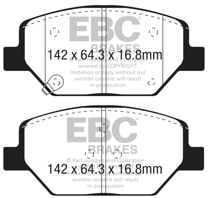 EBC 2018+ Chevrolet Equinox 1.5L Turbo (J17) Yellowstuff Front Brake Pads (view 2)