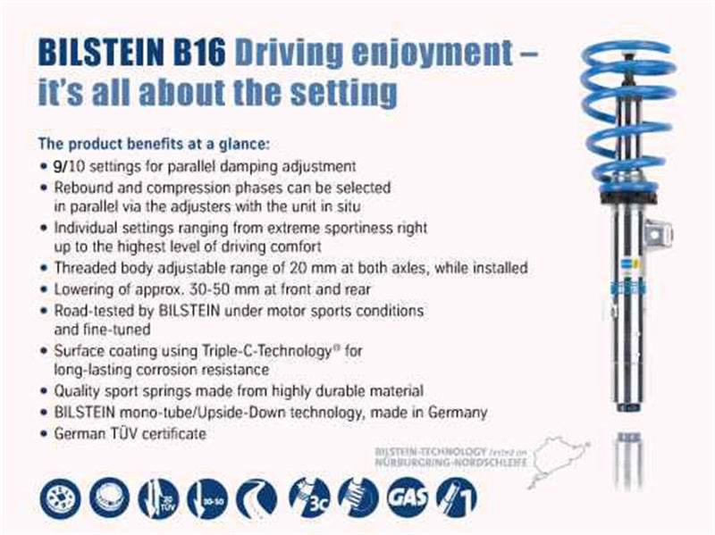 Bilstein B16 (PSS10) Subaru WRX STi Base/Limited H4 2.5L Front & Rear Performance Suspension System Main image