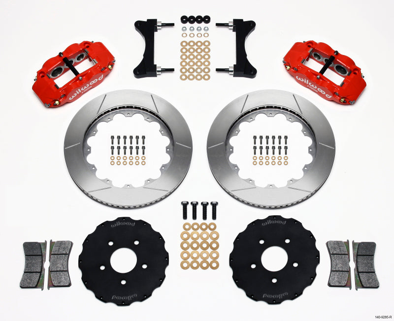 Wilwood Narrow Superlite 6R Front Hat Kit 14.00in Red Mitsubishi EVO VIII Main image