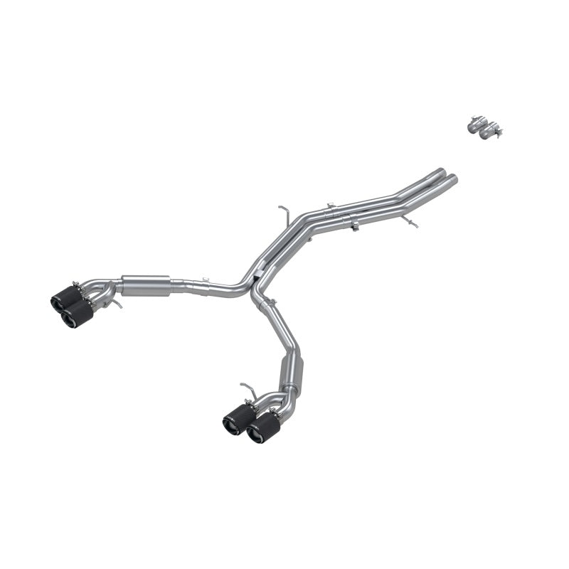 MBRP 18-21 Audi S5 Coupe/S4 Sedan T304 SS 2.5in Cat-Back Quad Rear Exit Exhaust - Carbon Fiber Tips Main image