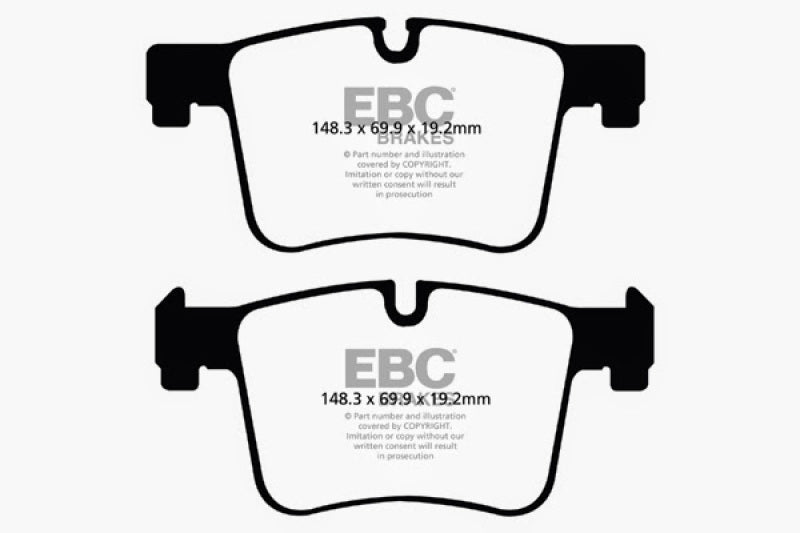 EBC 11+ BMW X3 2.0 Turbo (F25) Greenstuff Front Brake Pads (view 2)