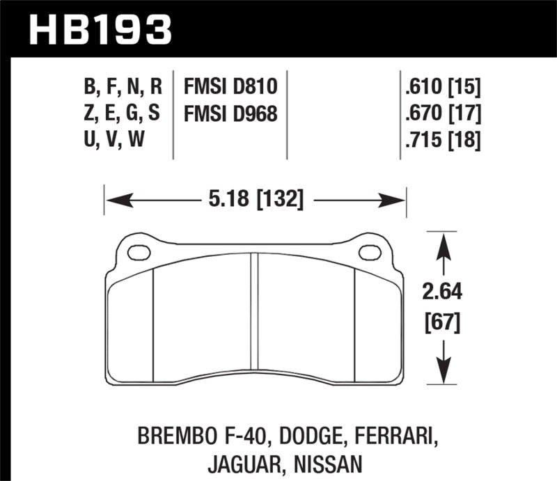 Hawk Dodge / Ferrari  Front & Rear / Ferrari / Jaguar / Nissan Front DTC-70 Race Brake Pads Main image