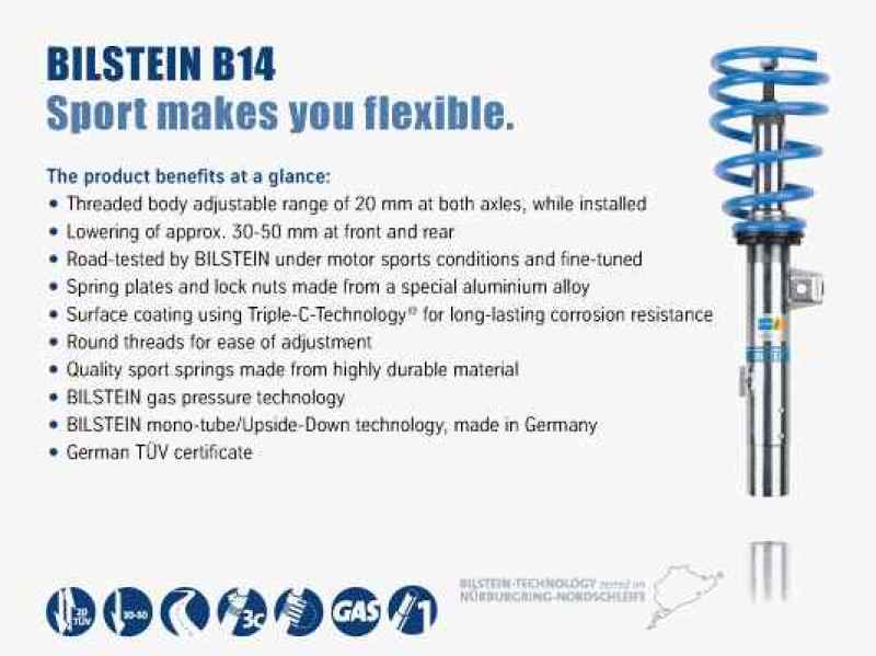Bilstein B14 (PSS) 2015 Audi A3 / 2015 Volkswagen Golf GTI Front & Rear Performance Suspension Sys (view 2)