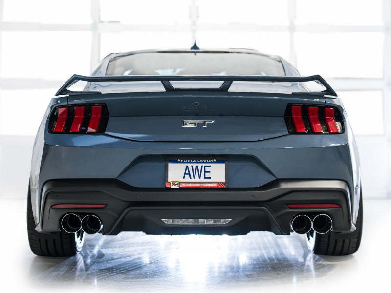AWE 2024 Ford Mustang GT Fastback S650 RWD SwitchPath Cat-Back Exhaust w/ Quad Chrome Silver Tips (view 6)