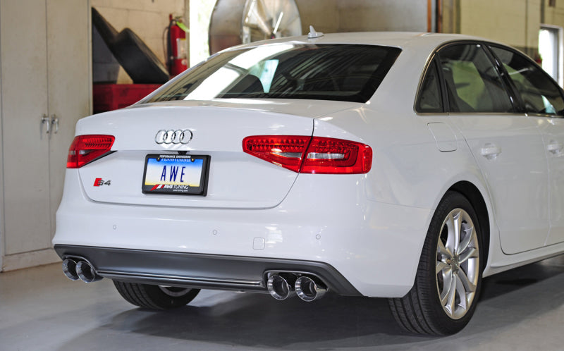 AWE Tuning Audi B8.5 S4 3.0T Track Edition Exhaust - Chrome Silver Tips (102mm) (view 2)