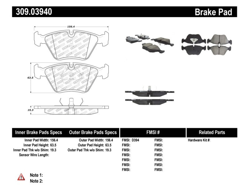 StopTech 95-99 BMW M3 / 01-07 M3 E46 / 89-93 M5 / 98-02 Z3 M series / 93-95 530 Front Brake Pads (view 6)