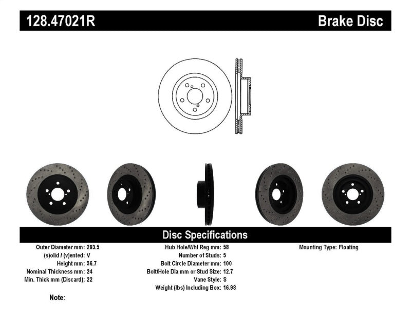 StopTech Drilled Sport Brake Rotor (view 3)