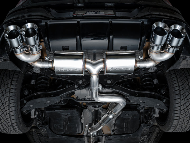 AWE Tuning MK8 Volkswagen Golf R 3in Touring Edition Quad Exhaust - Chrome Silver Tips (view 3)