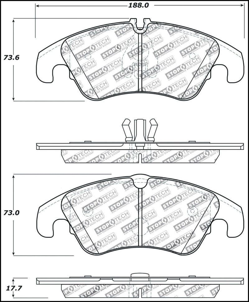 StopTech Performance 08-10 Audi A5 / 10 S4 / 09-10 Audi A4 (except Quattro) Front Brake Pads Main image