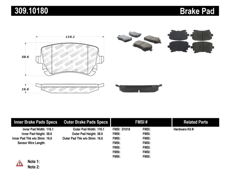 StopTech Performance 07-09 Audi RS4 Rear Pads Main image