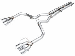 AWE 2024 Ford Mustang Dark Horse S650 RWD Track Edition Cat-Back Exhaust w/ Quad Chrome Silver Tips