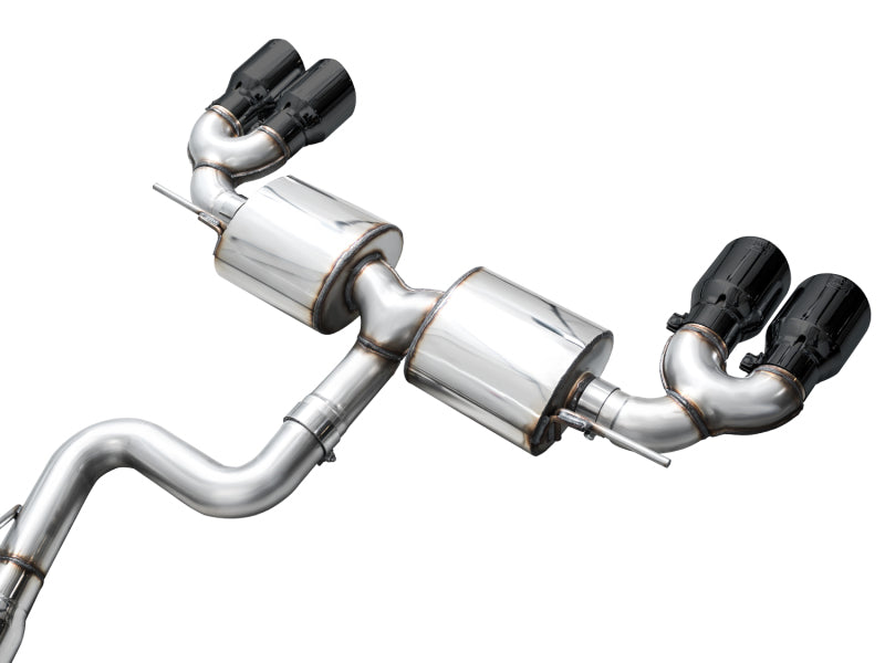 AWE Tuning MK8 Volkswagen Golf R 3in Touring Edition Quad Exhaust - Diamond Black Tips (view 12)