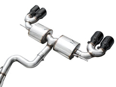 AWE Tuning MK8 Volkswagen Golf R 3in Touring Edition Quad Exhaust - Diamond Black Tips