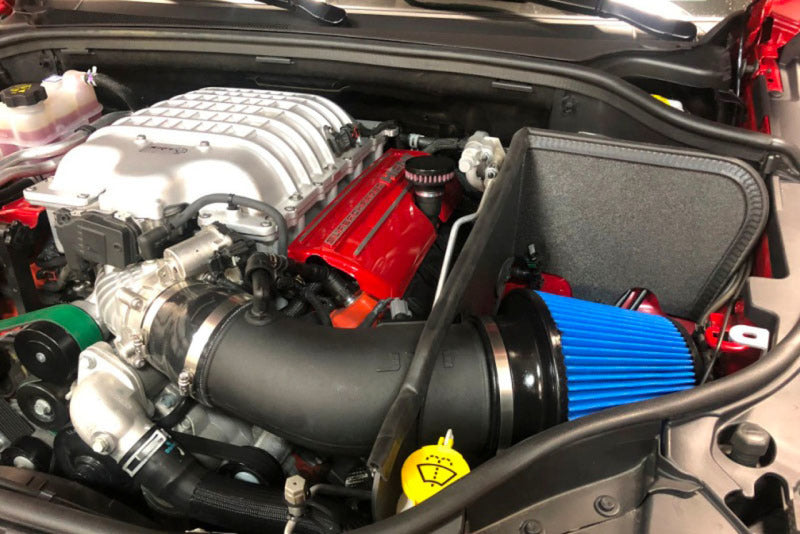 JLT 18-20 Jeep Grand Cherokee Trackhawk 6.2L Blk Textured CAI Kit w/Red Filter (2018 CARB Exempt) Main image