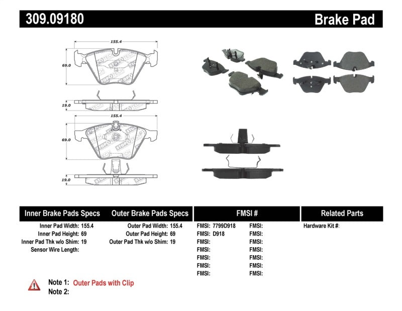StopTech Performance 07-09 BMW E90/E92/E93 335i Coupe/Sedan Front Brake Pads D918 (view 2)