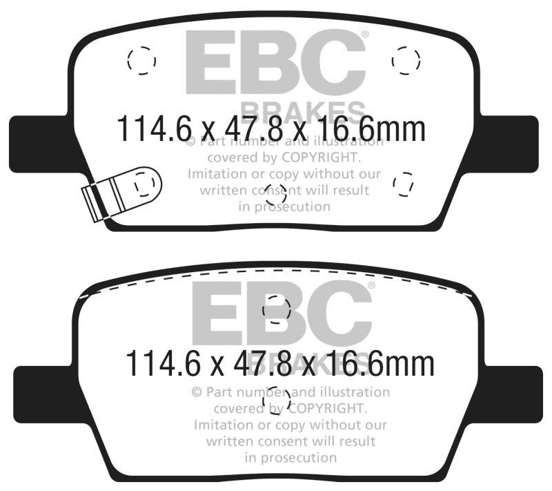 EBC 2016+ Cadillac CT6 2.0L Turbo Yellowstuff Rear Brake Pads Main image