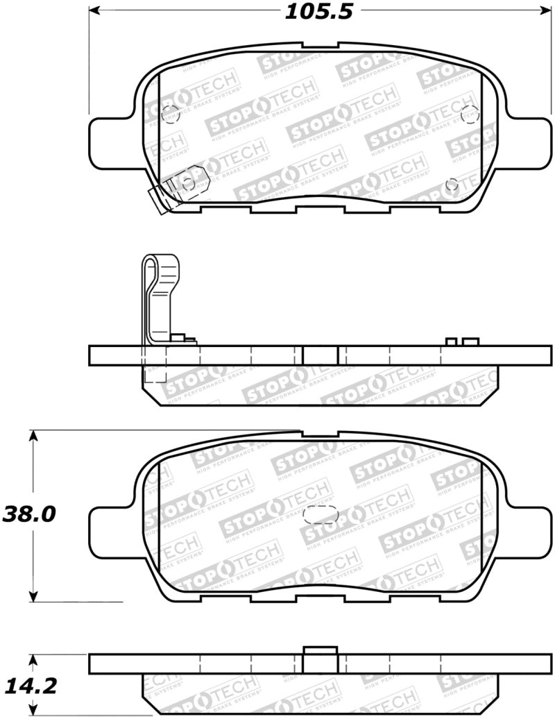 StopTech Sport Performance 10-17 Nissan 370Z Rear Brake Pads Main image