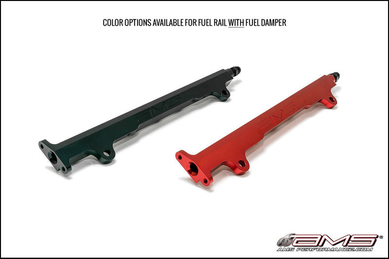 AMS Performance 08-15 Mitsubishi EVO X CNC Machined Aluminum Fuel Rail w/Pulsation Dampener - Red (view 2)