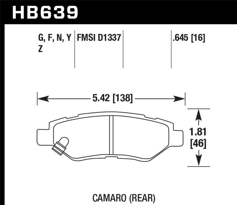 Hawk 2008-14 Cadillac CTS / 10-15 Chevy Camaro HPS 5.0 Rear Brake Pads Main image