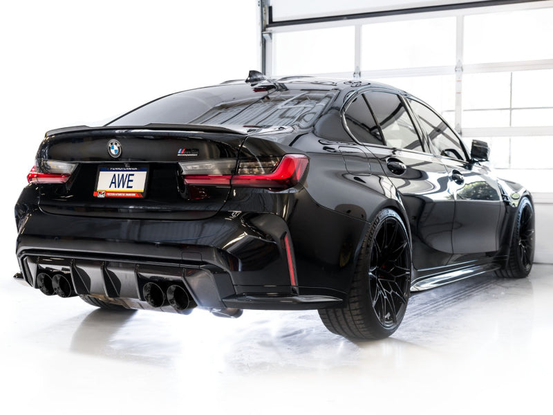 AWE Tuning SwitchPath Cat-Back Exhaust for BMW G8X M3/M4 - Diamond Black Tips (view 3)