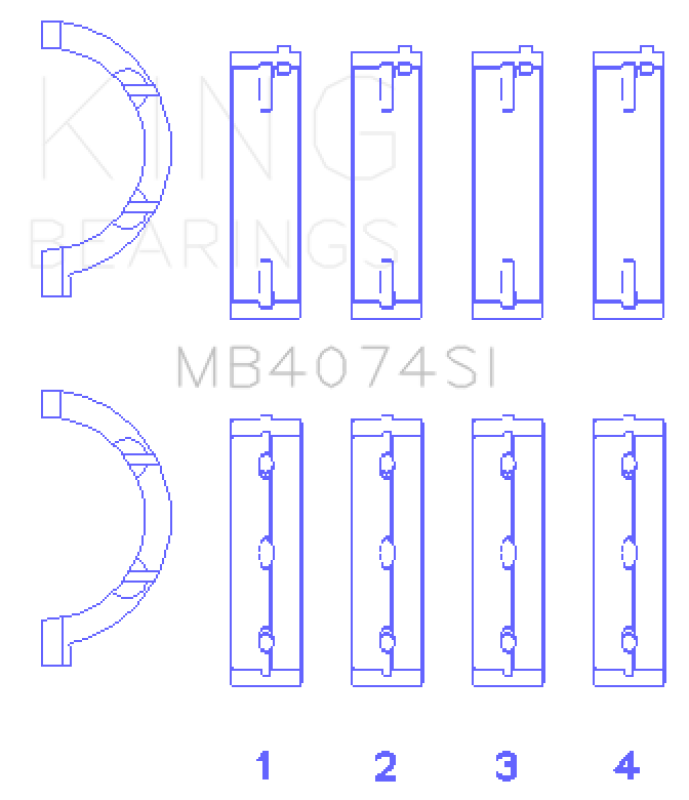King Engine Bearings Chrysler 2.7L (Size +0.50mm) Main Bearing Set (view 2)