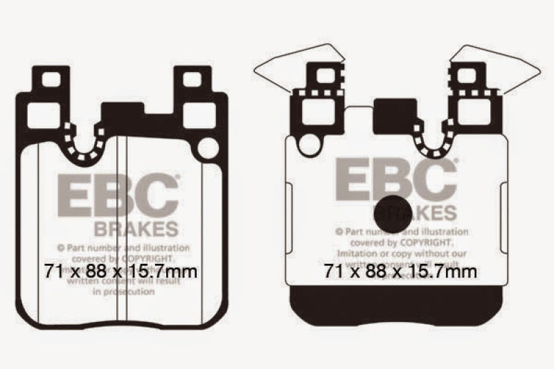 EBC 14+ BMW M3 3.0 Twin Turbo (F80) Yellowstuff Rear Brake Pads (view 3)