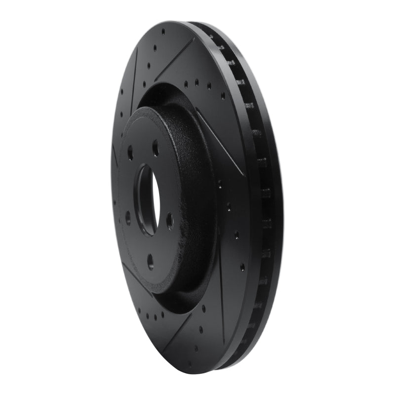 R1 06-10 Jeep Grand Cherokee Front Left Drilled & Slotted Black Brake Rotor Secondary image