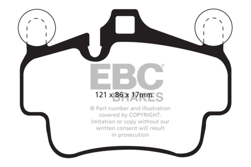 EBC 07-08 Porsche 911 (997) (Cast Iron Rotor only) 3.6 Carrera 2 Redstuff Front Brake Pads (view 3)