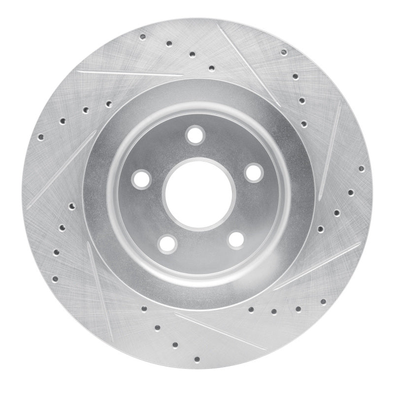 R1 06-10 Jeep Grand Cherokee Front Left Drilled & Slotted Silver Brake Rotor Secondary image