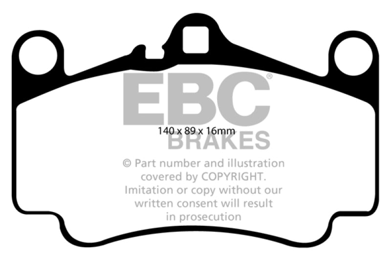 EBC 03-05 Porsche 911 (996) (Cast Iron Rotor only) 3.6 Carrera 4S Yellowstuff Front Brake Pads (view 2)